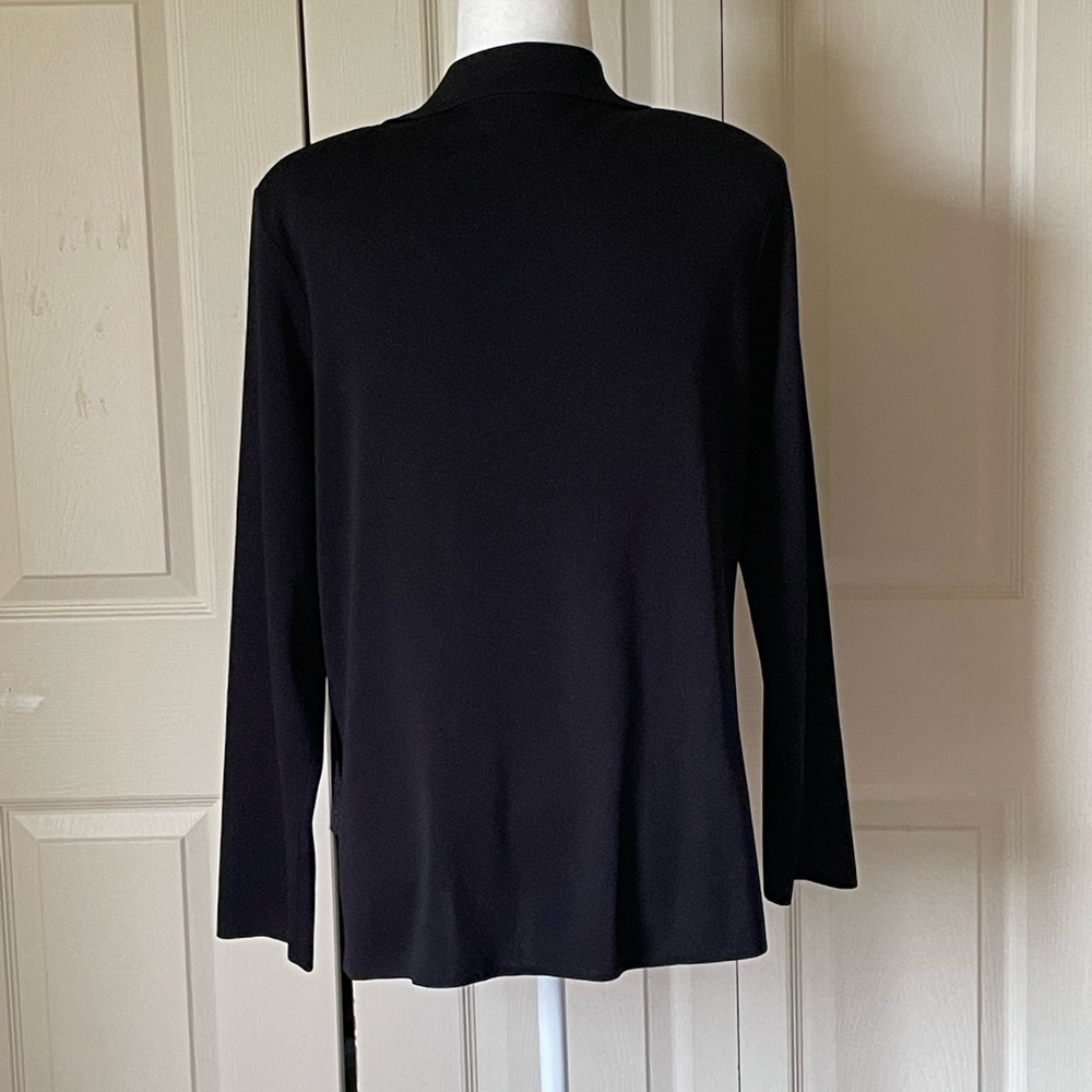 Misook Large black contemporary acrylic knit blazer/sweater with pink lapel. - Picture 9 of 9